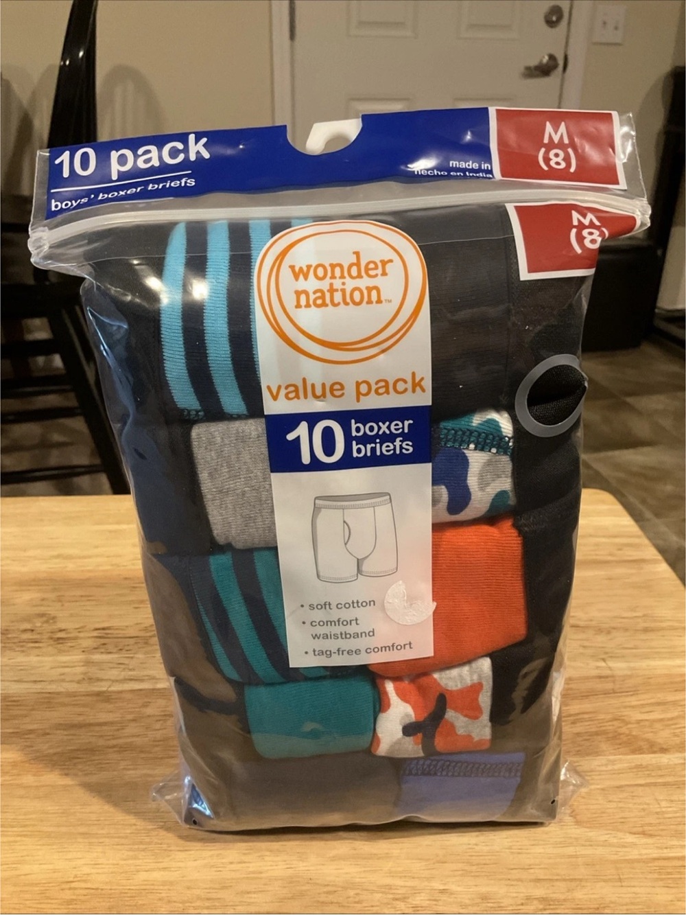 Wonder Nation Boys Boxer Briefs 10 Pack Cotton Tag Free Size M (8) NIP
